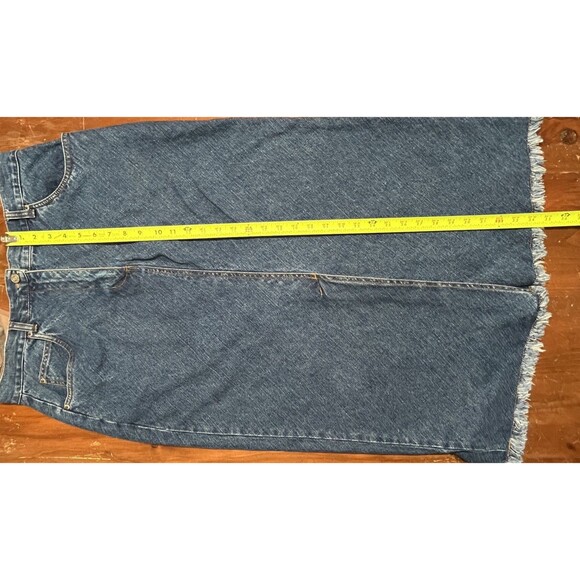 BILL BLASS VTG Jean Skirt 12P Denim Maxi Front/Back Slit Raw Hem Cowgirl Grunge - Picture 14 of 16